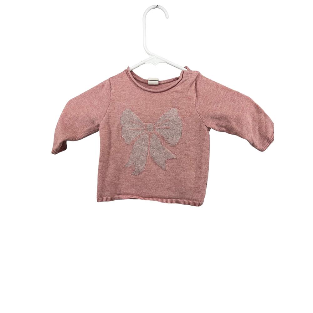 H&M Baby Girls' Pink Bow Graphic Sweater Size 4-6 Months